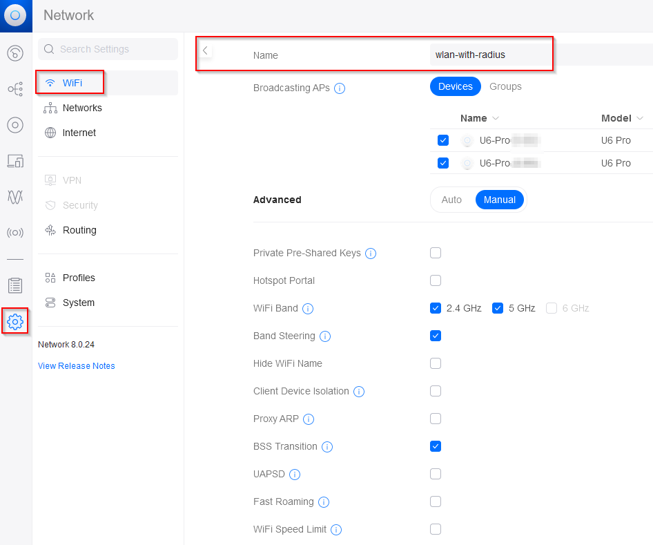 UniFi: Find WLAN details